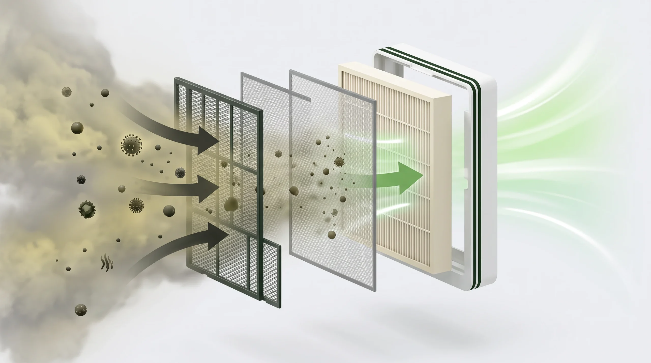 Pollutants captured by filtration